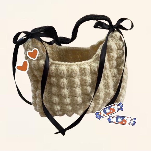 Crochet Bag with Ribbon detailing - Picture 7 of 8